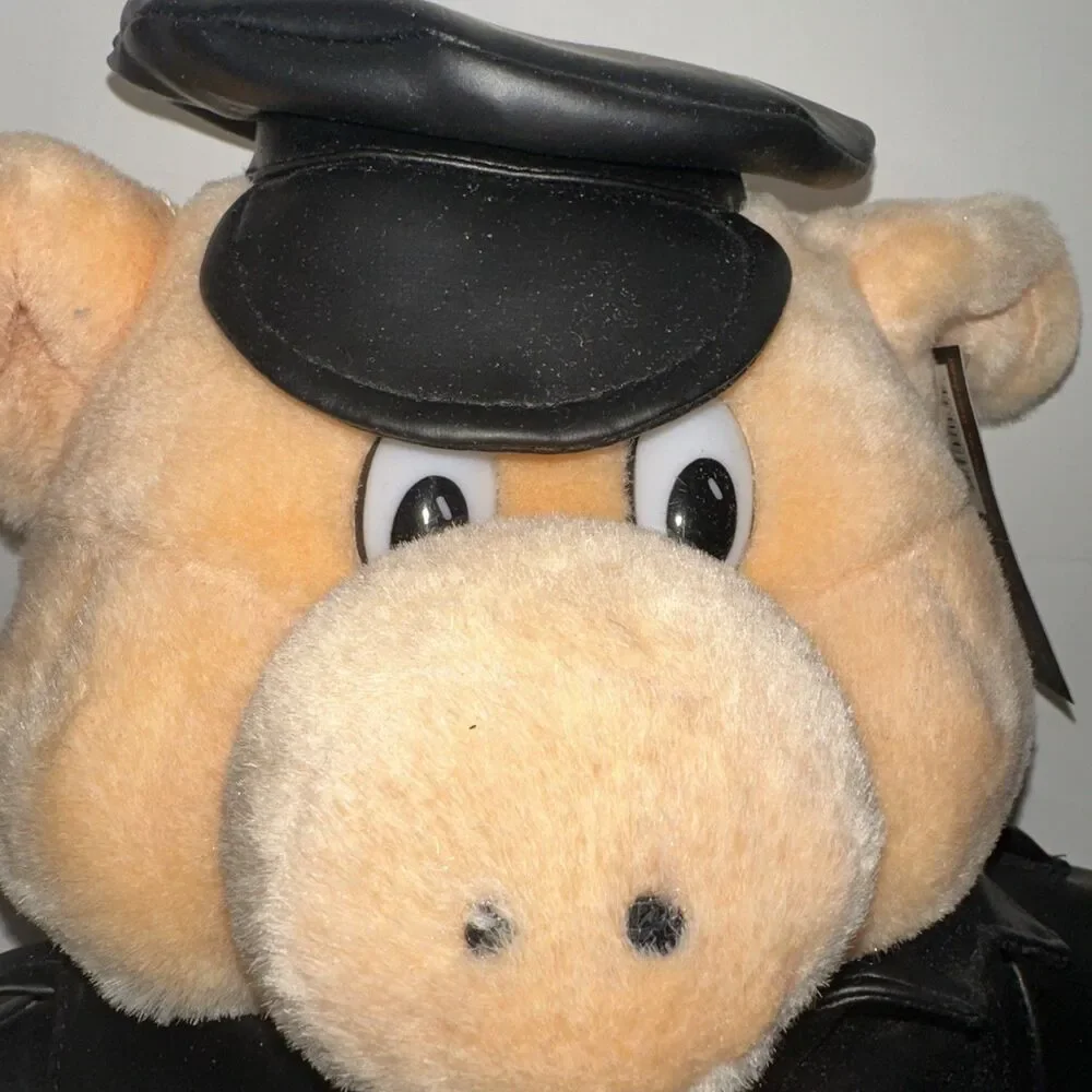 VTG 1993 Harley Davidson Hog Biker Plush Pig With Leather Jacket- NEW WITH TAGS